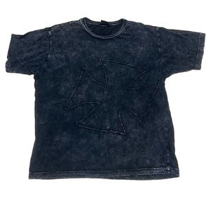 vintage y2k Tension Disorder Grunge Cross Charcoal GreyGraphic T-shirt mens L